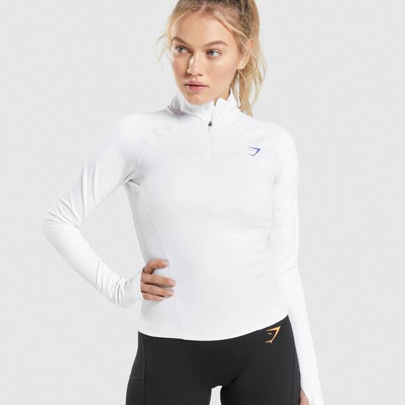 🏋️‍♀️ GYMSHARK – Pulse Quarter Zip | White | Medium | NEW 🏋️‍♀️ - Picture 1 of 8